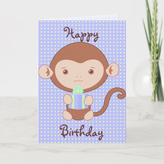 Blue Monkey verjaardag Kaart (Voorkant)