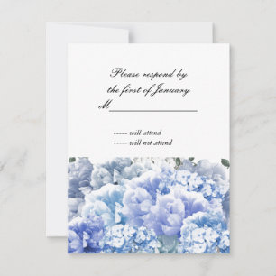 Blue Monochromatic Bouquet of Florals Reply Kaart