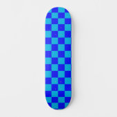Blue Monochrome Checkerboard Pattern Persoonlijk Skateboard (Voorkant)