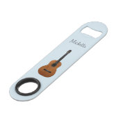 Blue Monogram Akoestische gitaarmuziek Speed Flessenopener (Achterkant Gekanteld)