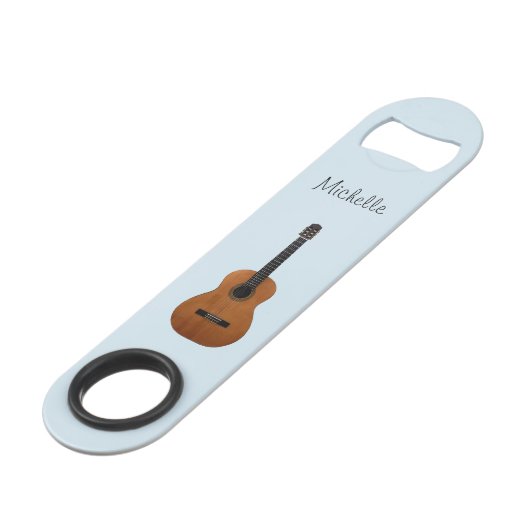 Blue Monogram Akoestische gitaarmuziek Speed Flessenopener (Achterkant Gekanteld)