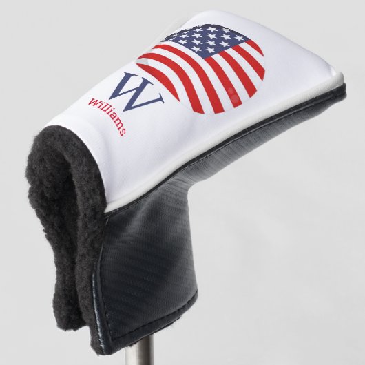 Blue Monogram AMERICA Golf Head Hoesje Golfheadcover (3/4 voorkant)