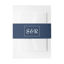 Blue Monogram Belly Band Uitnodigingen Wikkel