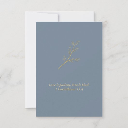 Blue Monogram Botanical Christian Wedding RSVP  (Achterkant)