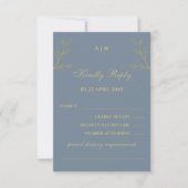 Blue Monogram Botanical Christian Wedding RSVP  Kaartje (Voorkant)