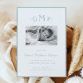 Blue Monogram Boy Baby aangekondigd Aankondiging