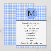 Blue Monogram Check Pattern. Aangepaste brief. Kaart (Voorkant / Achterkant)