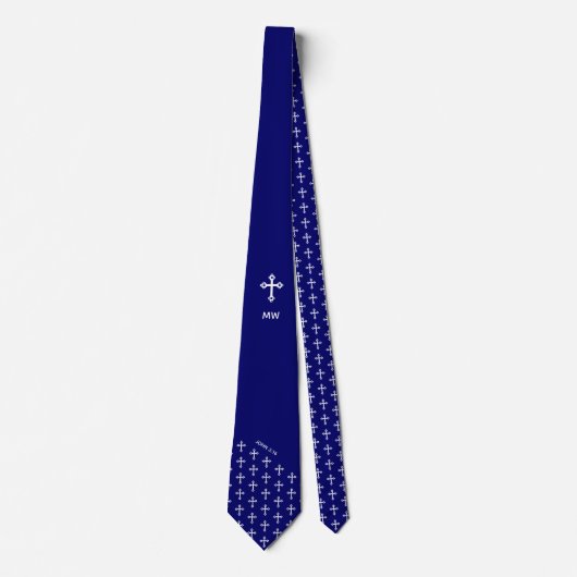 Blue Monogram Christelijke CROSS-Stropdas Stropdas (Voorkant)