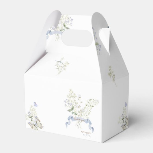 Blue Monogram Crest Peter het Konijn Baby shower Bedankdoosjes (Achterkant)