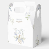 Blue Monogram Crest Peter het Konijn Baby shower Bedankdoosjes (Geopend)