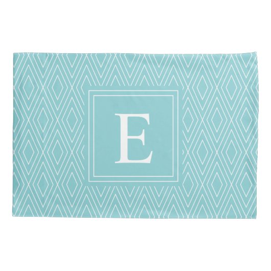 Blue Monogram Diamond Pattern Kussensloop (Achterkant)