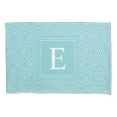 Blue Monogram Diamond Pattern Kussensloop (Voorkant)