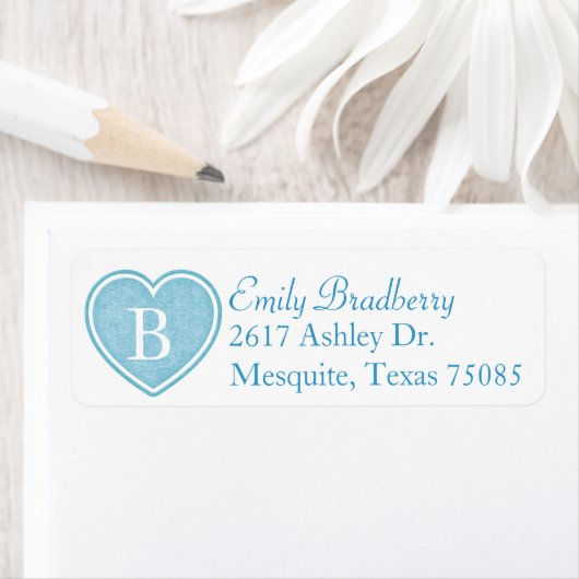 Blue Monogram Eigen logo Etiket (Insitu)