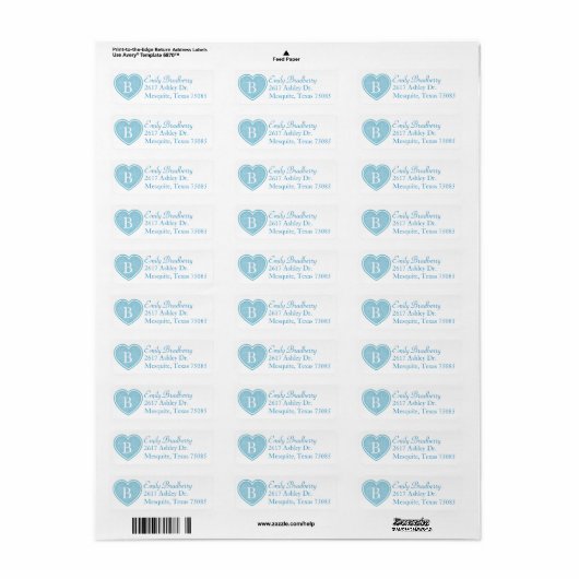 Blue Monogram Eigen logo Etiket (Full Sheet)