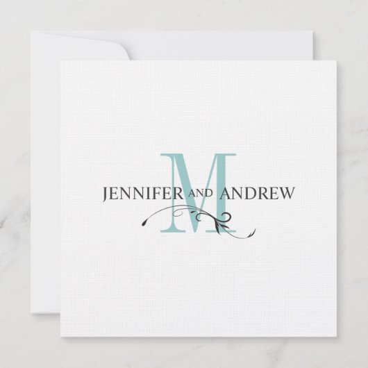 Blue Monogram en Names Wedding Invitation Kaart (Achterkant)