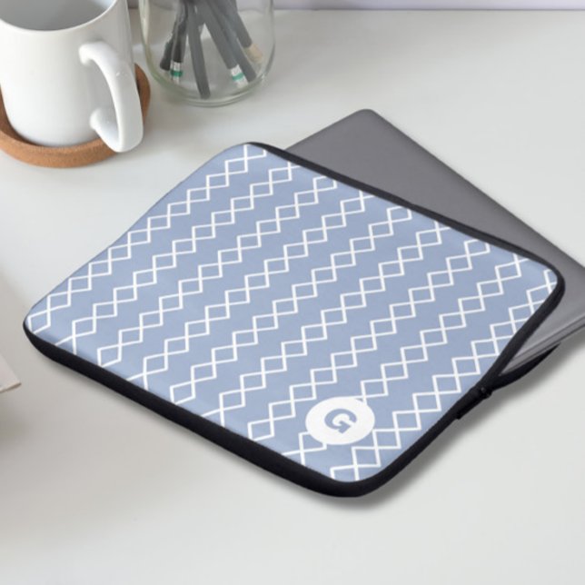 Blue Monogram geometrische laptophoes Laptop Sleeve (Creator heeft geüpload)