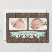 Blue Monogram Hoefijzer Westerne Geboorteaankondig Aankondiging (Achterkant)