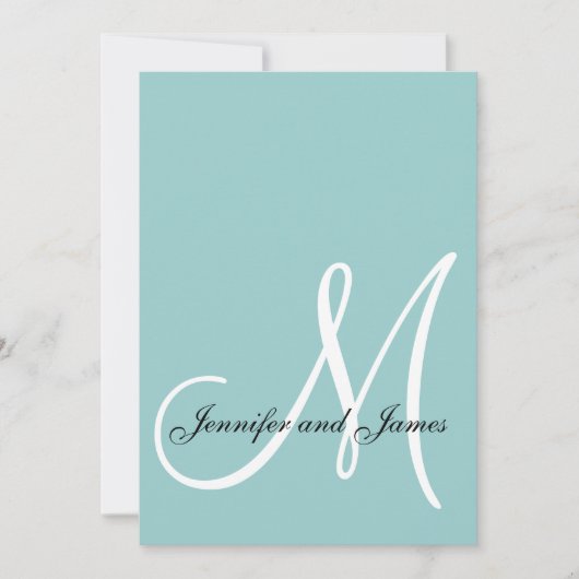 Blue Monogram Initiaal 2013 Wedding Invitation Kaart (Voorkant)