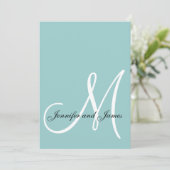 Blue Monogram Initiaal 2013 Wedding Invitation Kaart (Staand voorkant)