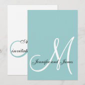 Blue Monogram Initiaal 2013 Wedding Invitation Kaart (Voorkant / Achterkant)