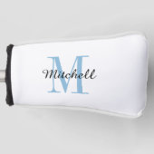 Blue Monogram Initiaal en Name Personalized Golfheadcover (Voorkant)