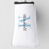 Blue Monogram Initiaal en Name Personalized Golfheadcover (Draai 90)