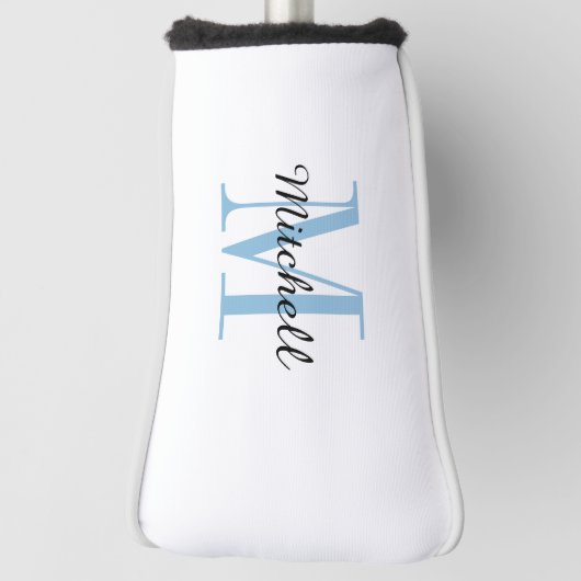 Blue Monogram Initiaal en Name Personalized Golfheadcover (Draai 90)