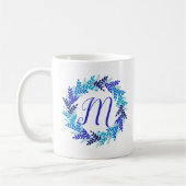 Blue Monogram Initiaal kerstmis met koffie Mok (Links)