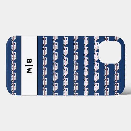 Blue Monogram Mail Carrier Postal Truck Case-Mate iPhone Case (Achterkant (horizontaal))