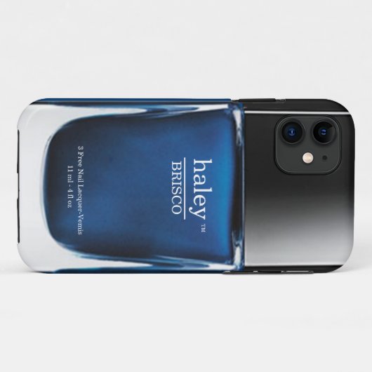 Blue Monogram Nail Poolse fles iPhone Case (Achterkant (horizontaal))