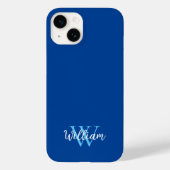 Blue Monogram Name Personalized Case-Mate iPhone Case (Achterkant)