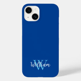 Blue Monogram Name Personalized Case-Mate iPhone 14 Hoesje
