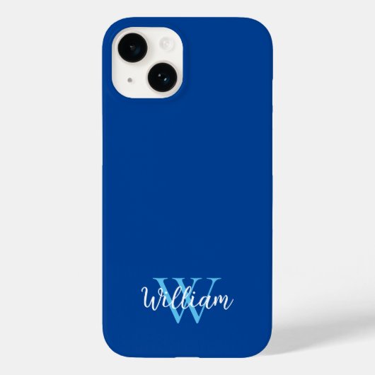 Blue Monogram Name Personalized Case-Mate iPhone Case (Achterkant)