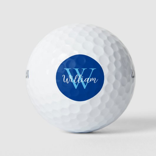 Blue Monogram Name Personalized Golfballen (Voorkant)