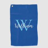 Blue Monogram Name Personalized Golfhanddoek (Voorkant)