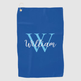 Blue Monogram Name Personalized Golfhanddoek