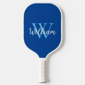 Blue Monogram Name Personalized Pickleball Paddle (Voorkant)