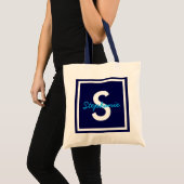 Blue Monogram op maat Tote Bag (Voorkant (product))