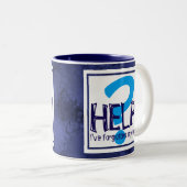 Blue Monogram Parody Tweekleurige Koffiemok (Voorkant rechts)