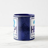 Blue Monogram Parody Tweekleurige Koffiemok (Center)
