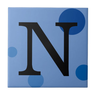 BLUE MONOGRAM POLKA DOT TILE TEGELTJE