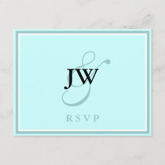 Blue Monogram RSVP-kaart RSVP Kaartje
