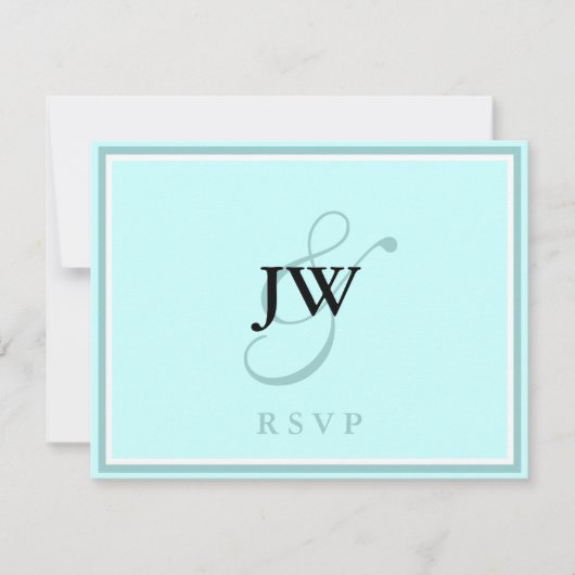Blue Monogram RSVP-kaart RSVP Kaartje (Voorkant)
