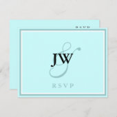 Blue Monogram RSVP-kaart RSVP Kaartje (Voorkant / Achterkant)
