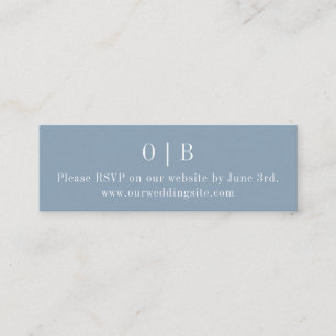 Blue Monogram RSVP Website Mini Enclosure Kaart Mini Visitekaartje
