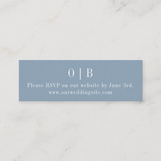 Blue Monogram RSVP Website Mini Enclosure Kaart Visitekaartje (Voorkant)