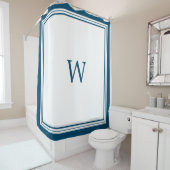 Blue Monogram Shower Curtain Douchegordijn (In situ)