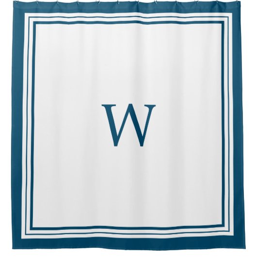 Blue Monogram Shower Curtain Douchegordijn (Voorkant)