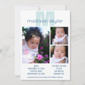 Blue Monogram Simple Adoption 3 Foto Collage Aankondiging (Voorkant)