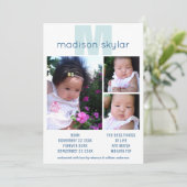 Blue Monogram Simple Adoption 3 Foto Collage Aankondiging (Staand voorkant)
